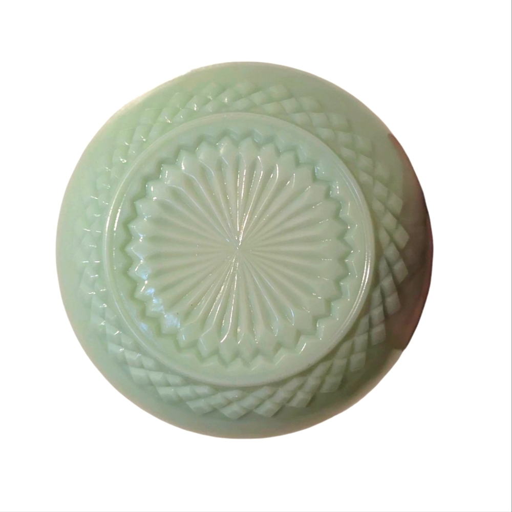 Fire King Jadeite Bowl Diamond Bottom Bon Bon Sawtooth Rim Swirl Vintage MCM